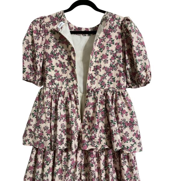 AUREUM Floral Tiered Puff Sleeves Maxi Dress size Small* - Picture 3 of 12